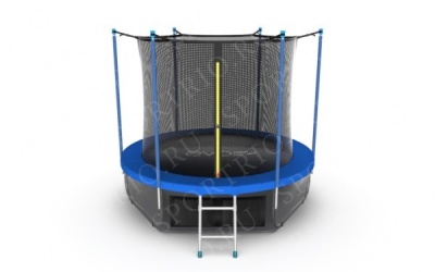 Батут EVO JUMP с внутренней сеткой и лестницей, диаметр 10ft (синий) + нижняя сеть